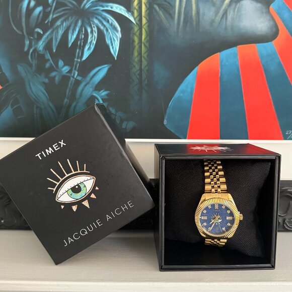 SOLD* NWT Timex X Jacquie Aiche Tribe Eye Blue Dial 36mm Watch - Picture 5 of 14